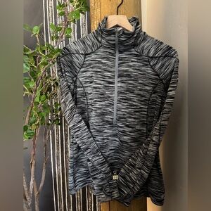 Columbia Black & Gray Striped Collar Half-Zip Pullover
